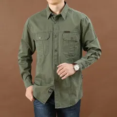 Men's Breathable Long Sleeve Tactical Cargo Shirt-4