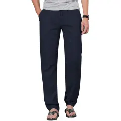 Men's Cotton Linen Drawstring Pants with Elastic Waist-5