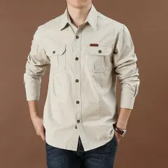 Men's Breathable Long Sleeve Tactical Cargo Shirt-3