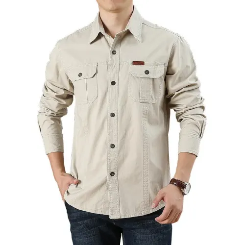 Men's Breathable Long Sleeve Tactical Cargo Shirt