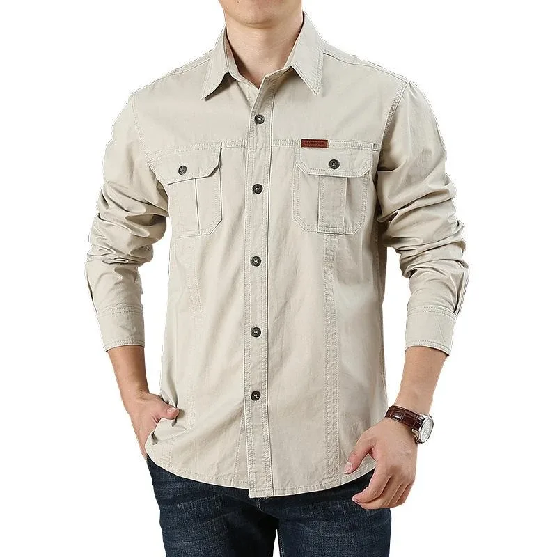 Men's Breathable Long Sleeve Tactical Cargo Shirt
