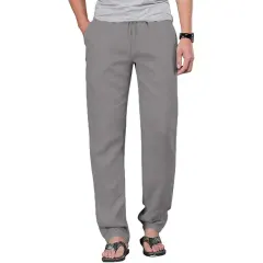 Men's Cotton Linen Drawstring Pants with Elastic Waist-9