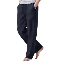 Men's Cotton Linen Drawstring Pants with Elastic Waist-11