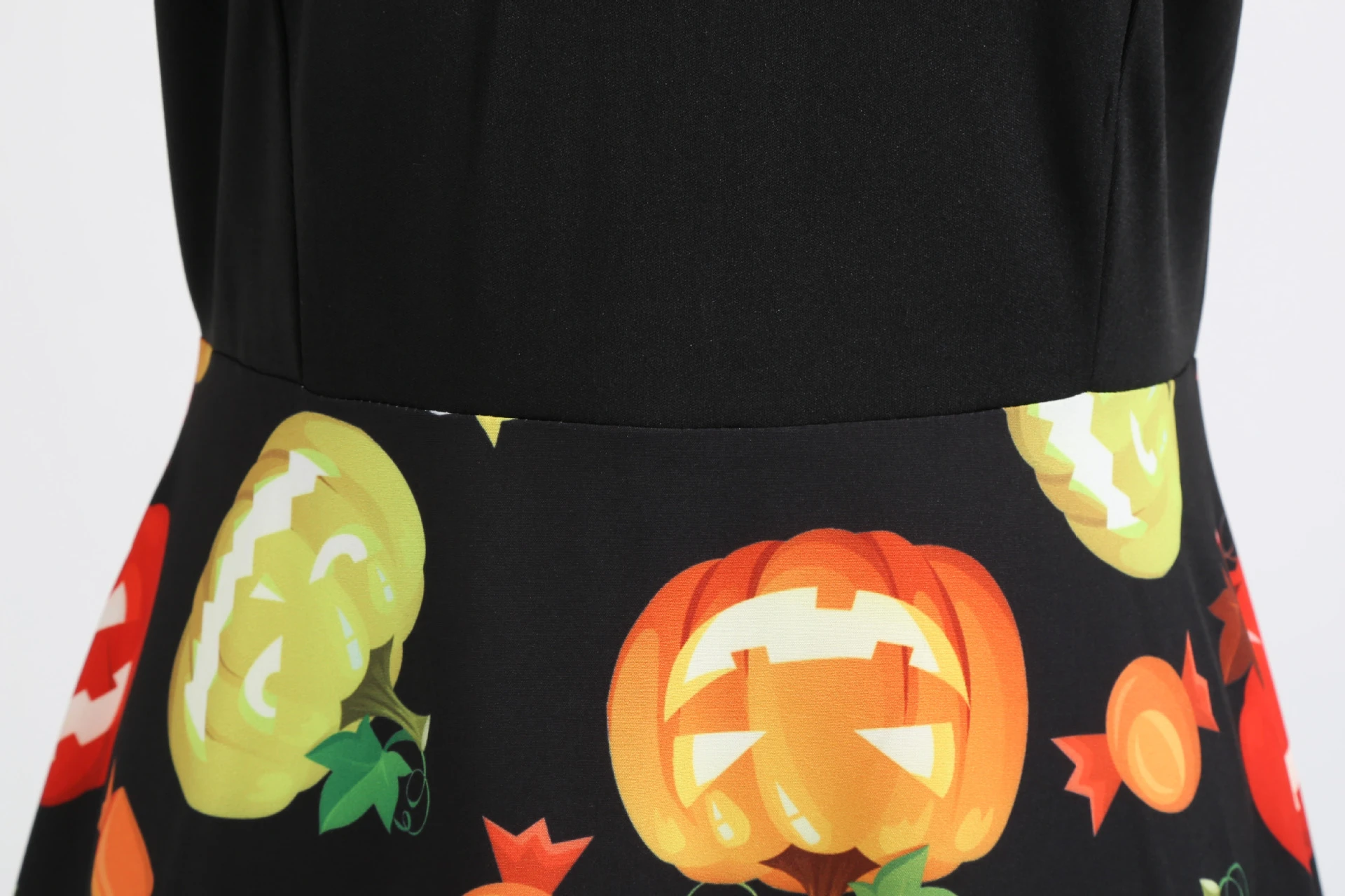 Women's Vintage Halloween Print Long Sleeve Fit and Flare Dress